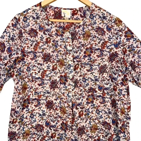 Fig & Flower Womens Multicolor Floral Tunic Polyester Long Sleeve‎ Shift Dress L - Picture 3 of 7